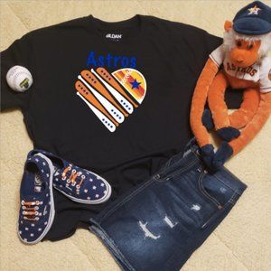 Houston Astros Baseball Love Bat Tshirt Stripe